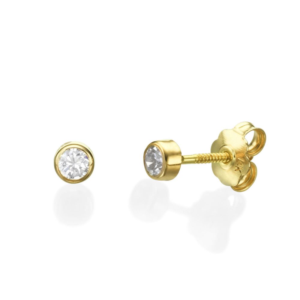 14K Yellow Gold Kid's Stud Earrings - Majestic Circle. youme offers a ...