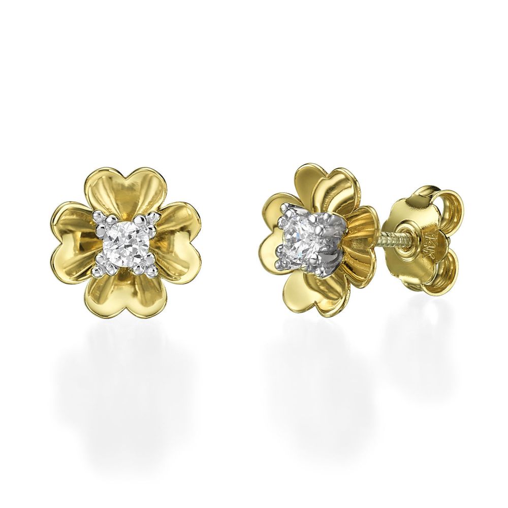 14K Yellow Gold Teen's Stud Earrings - Rosebud. youme offers a range of ...