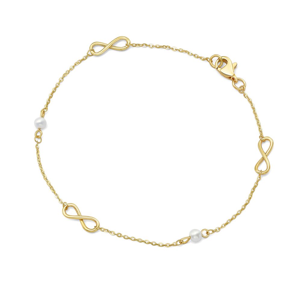 Women’s Gold Jewelry | 14K Yellow Gold Bracelet - Infinity Pearls