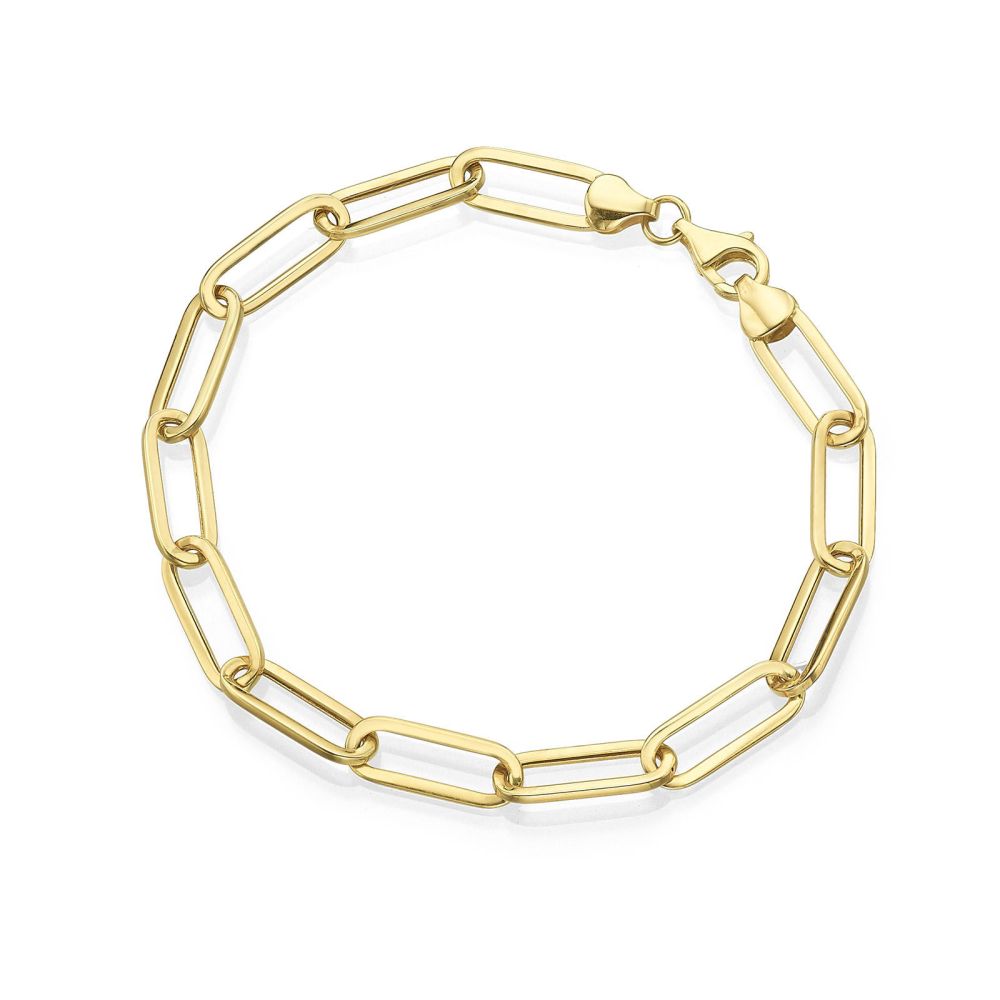 Women’s Gold Jewelry | 14K Yellow Gold Bracelet - paper clip