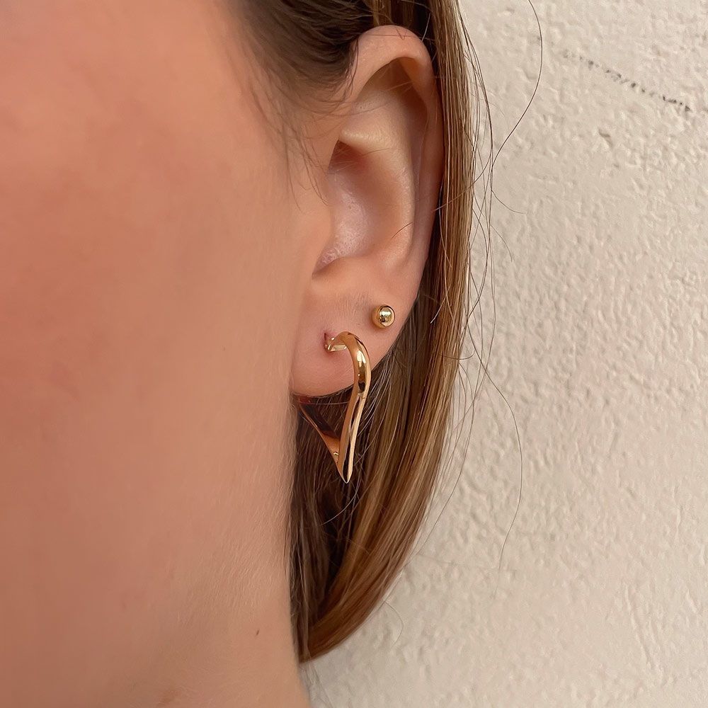 Gold Earrings | 14K Yellow Gold Women's Earrings - Heart Hoops