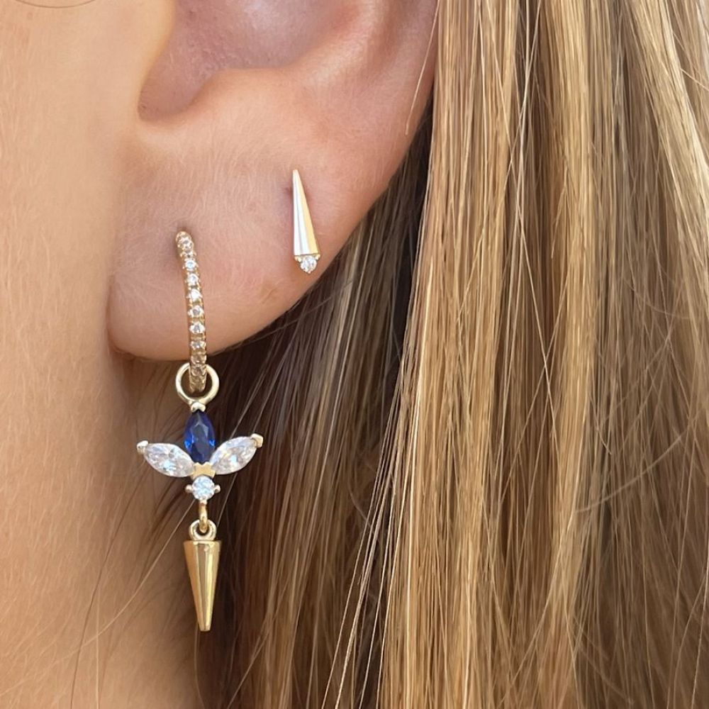 Gold Earrings | 14K Yellow Gold Women's Earrings - Blue Lotus Charm