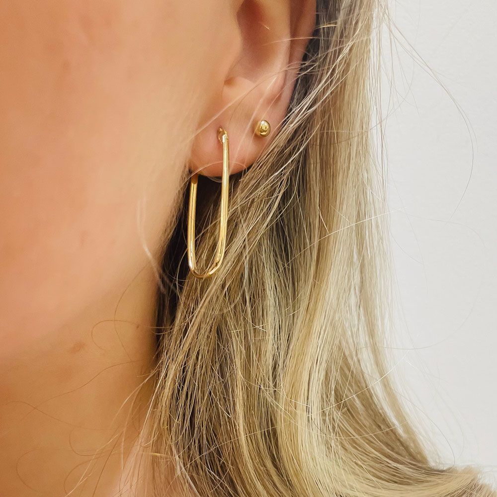 Gold Earrings | 14K Yellow Gold Women's Earrings - Oval rim