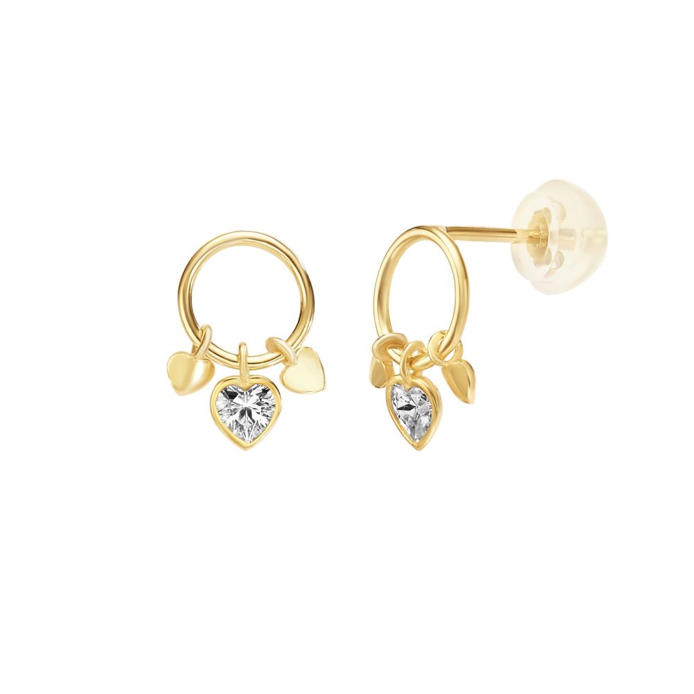 Gold Earrings | 14K Yellow Gold Stud Earring  - United Hearts