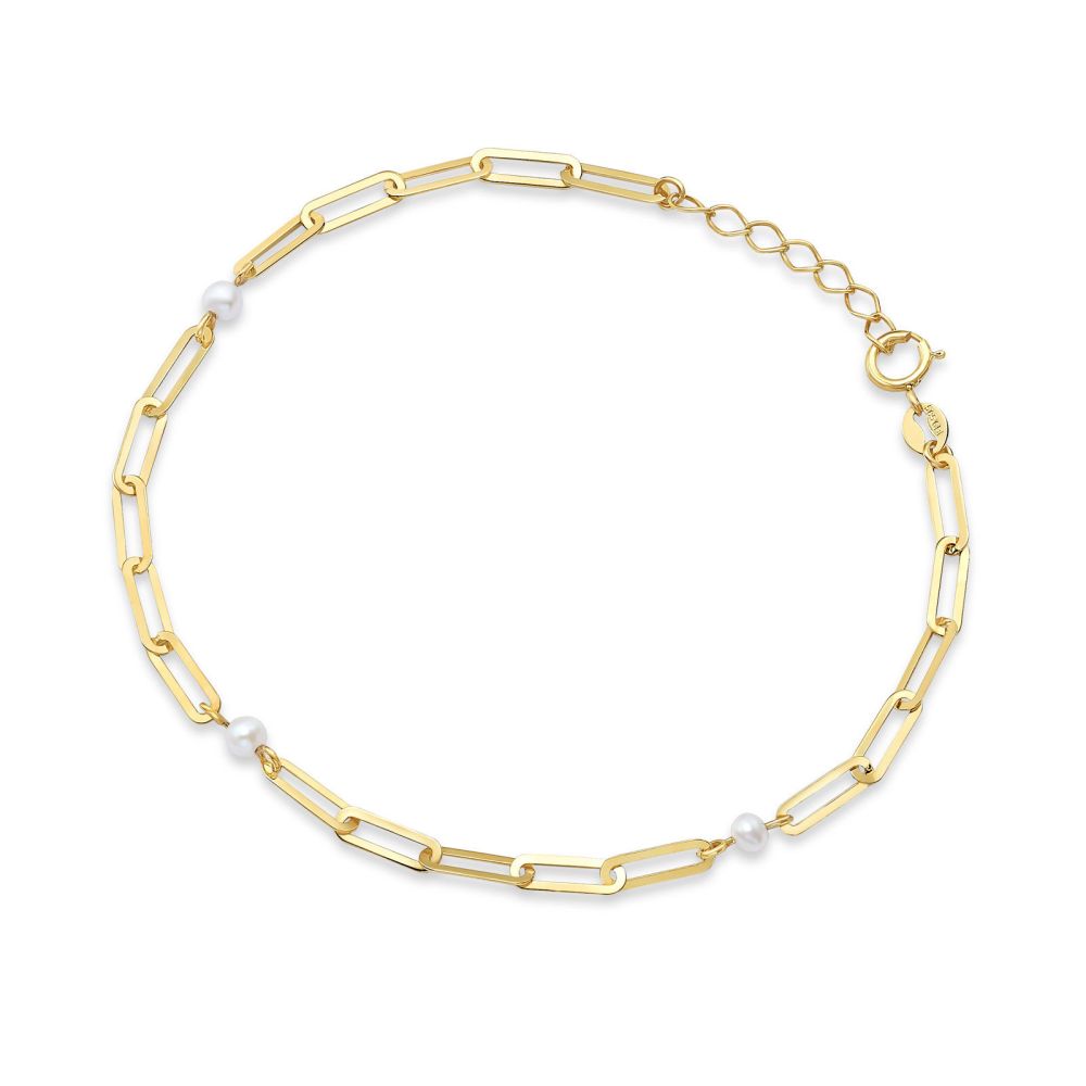 Women’s Gold Jewelry | 14K Yellow Gold Bracelet - Pearl Clips