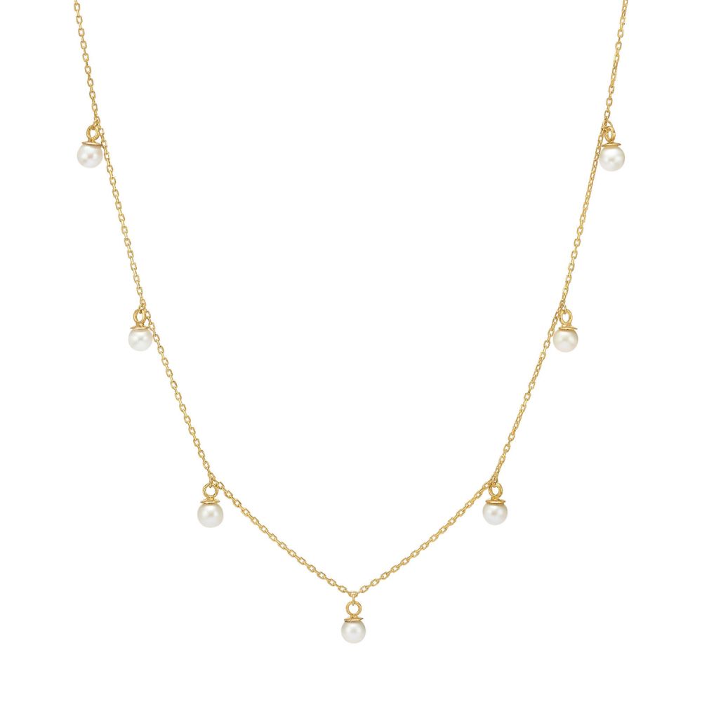 Gold Pendant | 14K Yellow Gold Chain - Pearl Seeds