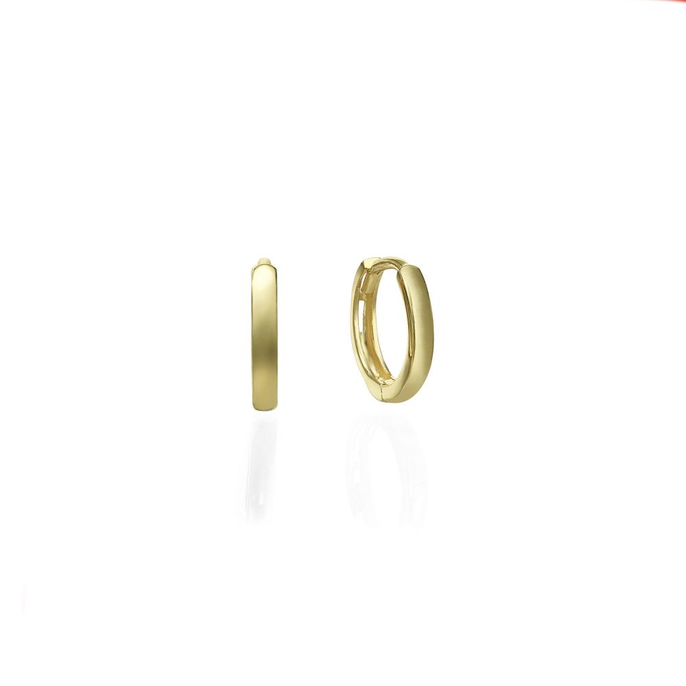 Gold Earrings | 14K Yellow Gold Women's Earrings - Sher hoops