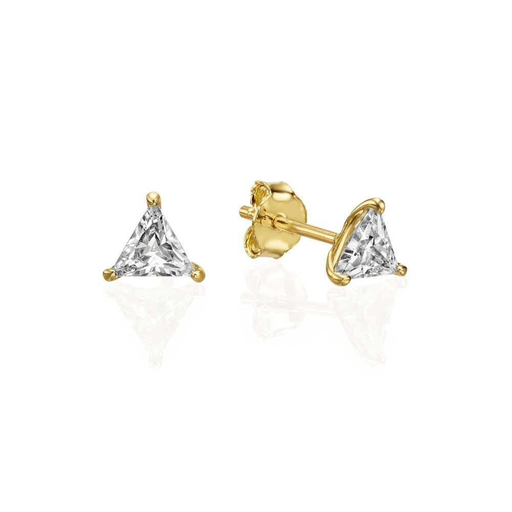 Gold Earrings | 14K Yellow Gold Women's Earrings - Carter Triangle