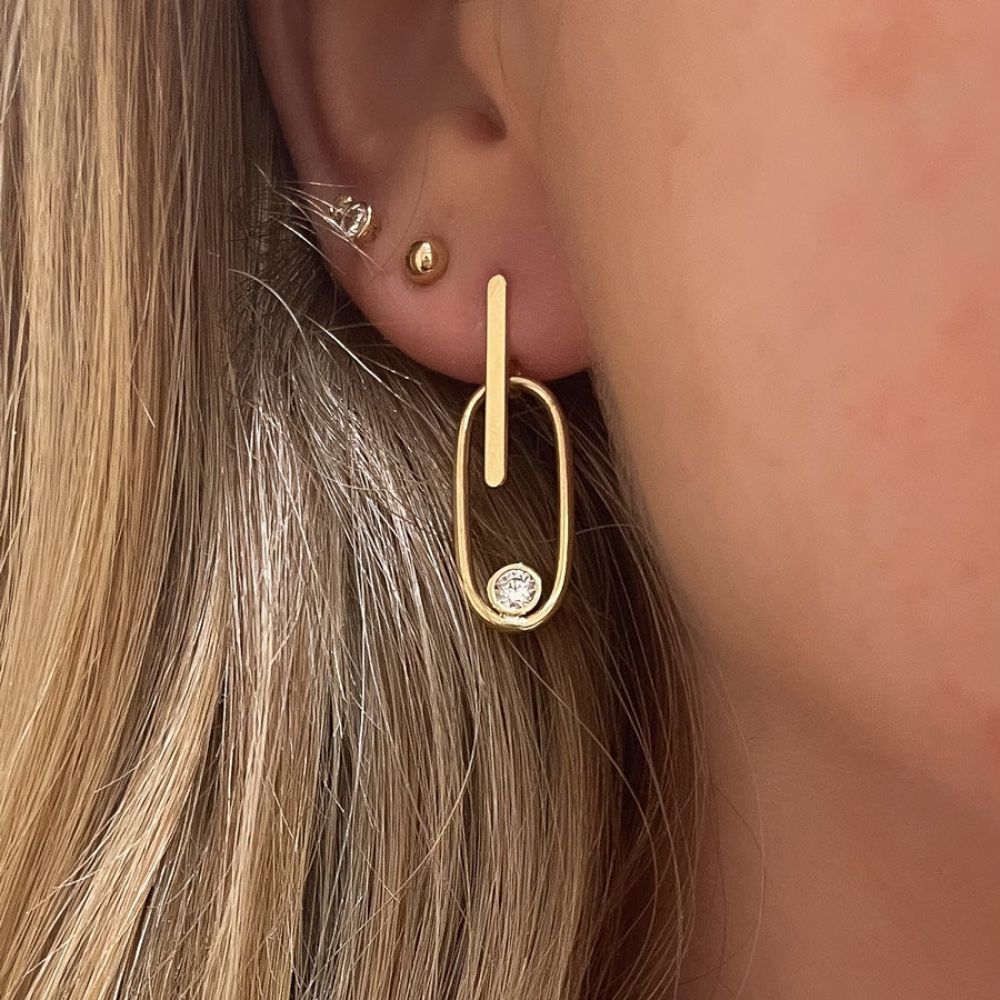 Gold Earrings | 14K Yellow Gold Women's Earrings - Dominic