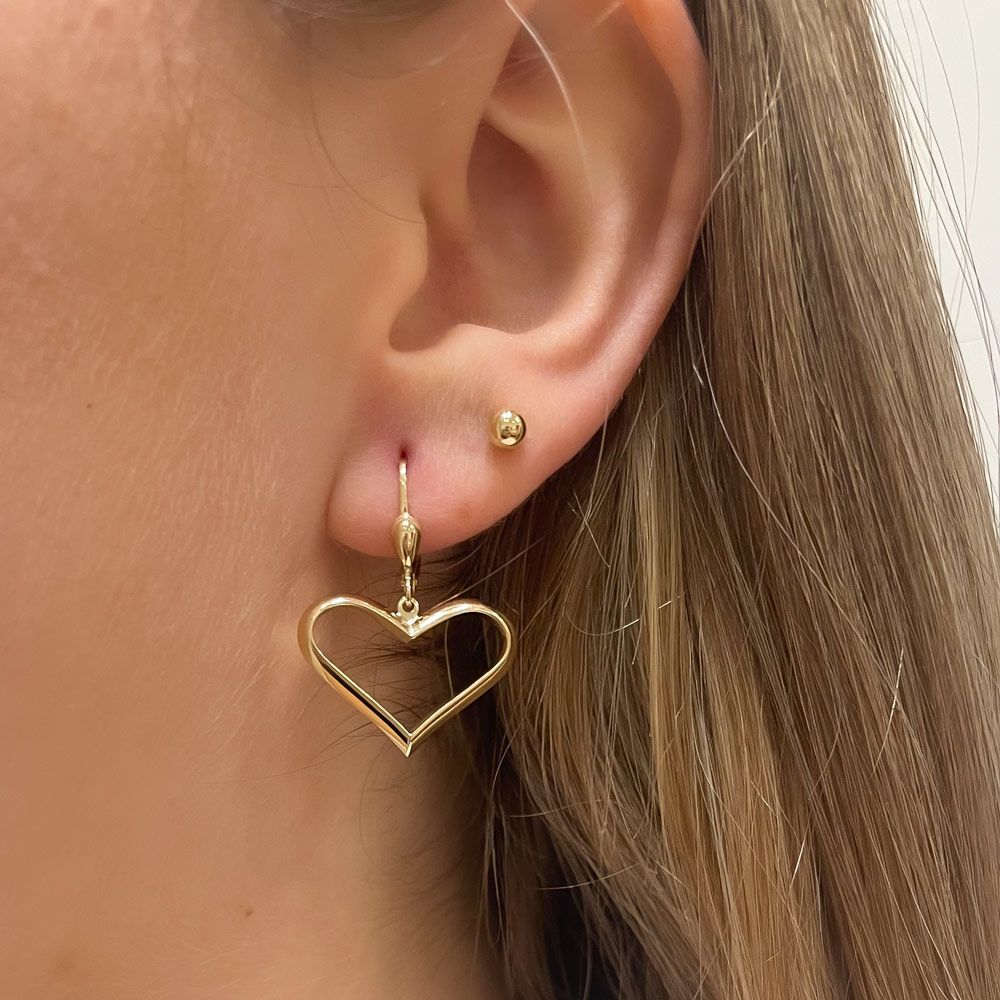 Gold Earrings | 14K Yellow Gold Women's Earrings - Lola's heart