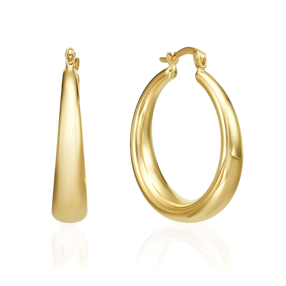 Gold Earrings | 14K Yellow Gold Women's Earrings -   Widening rims