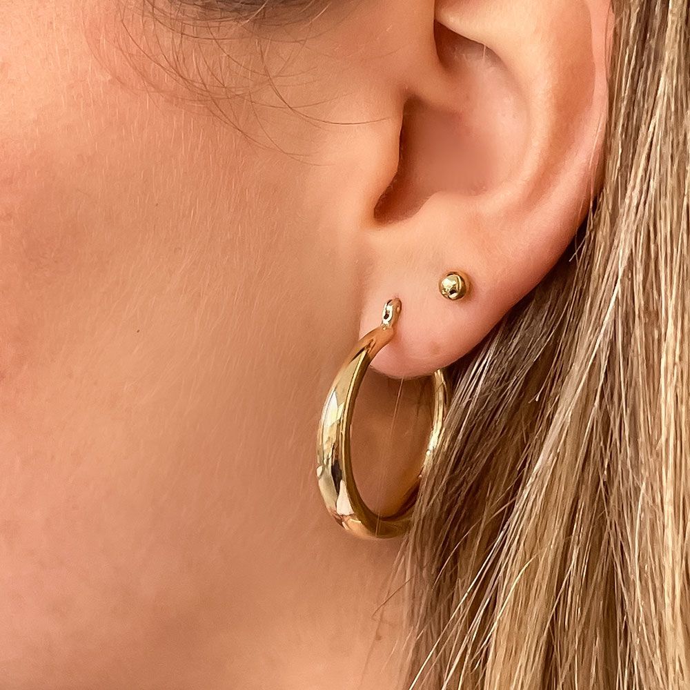 Gold Earrings | 14K Yellow Gold Women's Earrings -   Widening rims