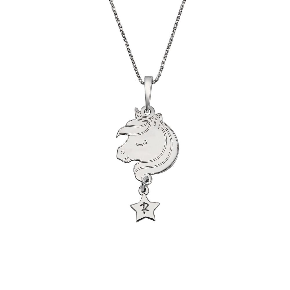 Personalized Necklaces | 925 Sterling Silver women's pandant - Unicorn and star charm