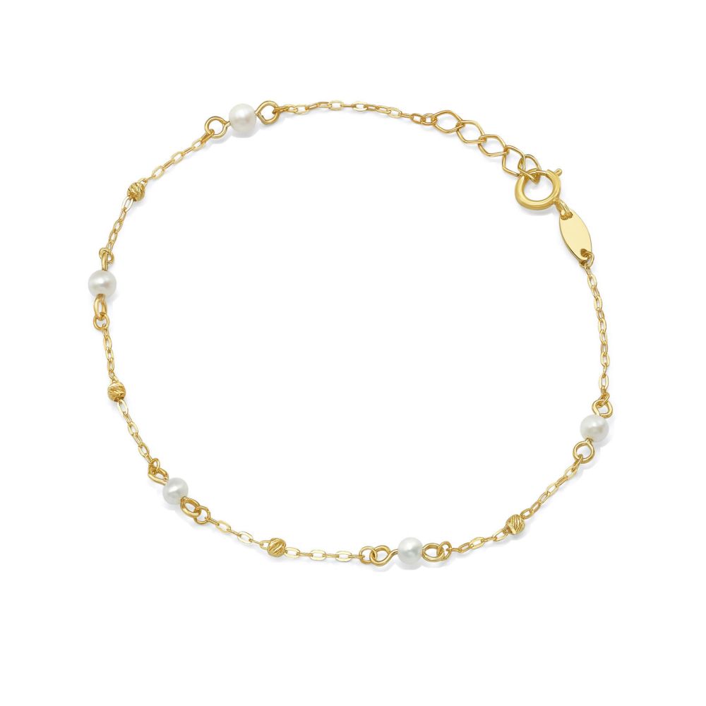 Women’s Gold Jewelry | 14K Yellow Gold Bracelet - Little Pearls