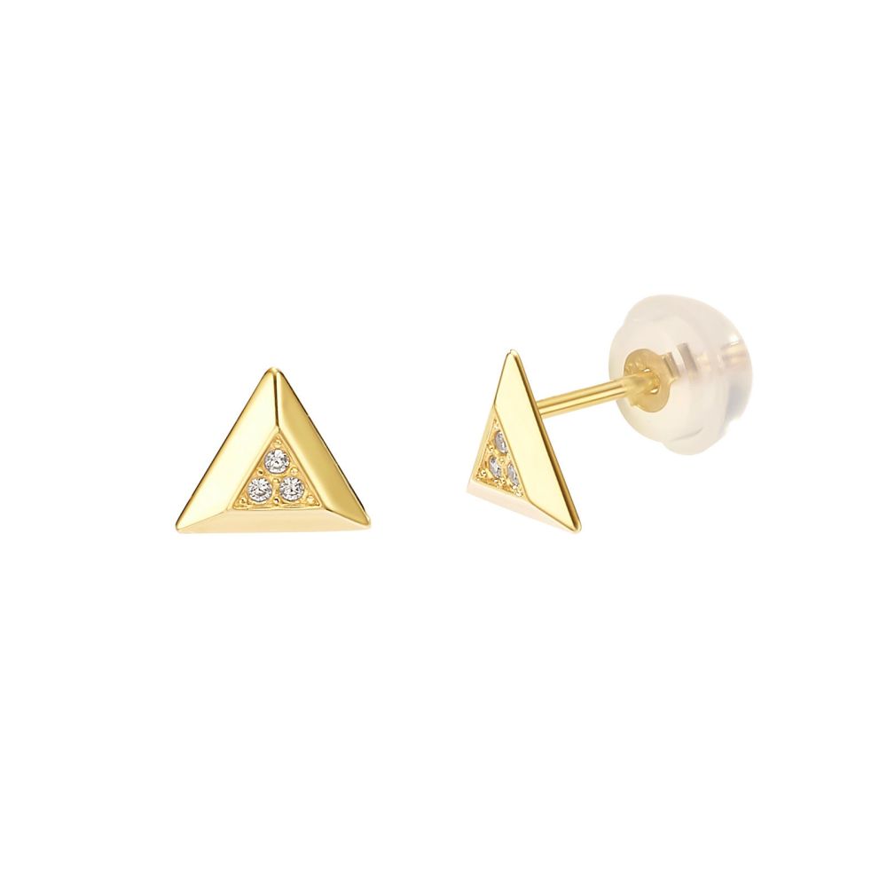 Gold Earrings | 14K Yellow Gold Stud Earring  - Royal Triangle