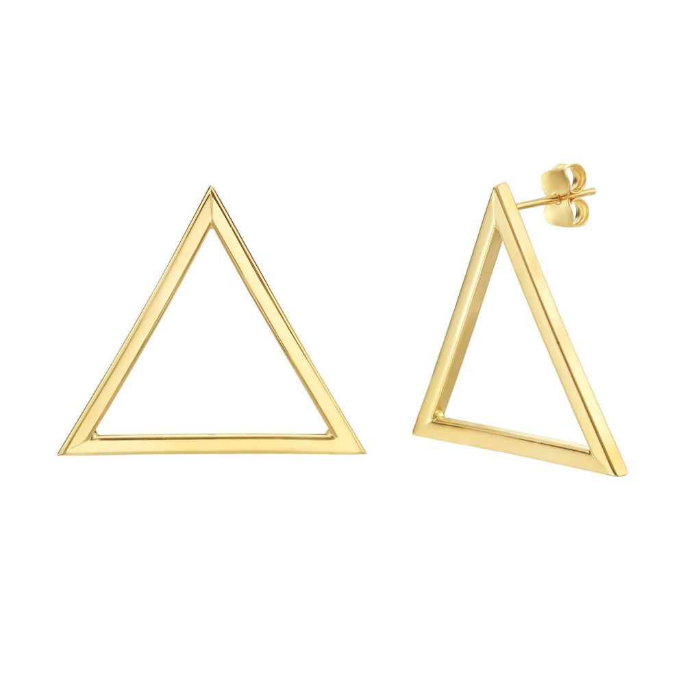 Gold Earrings | 14K Yellow Gold Women's Earrings - Logan Triangle