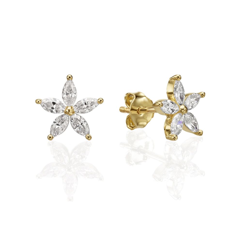 Gold Earrings | 14K Yellow Gold Women's Earrings - Sloan flower