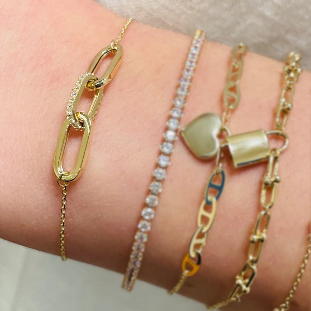 Women’s Gold Jewelry | 14K Yellow Gold Women's Bracelet - Glitter clips