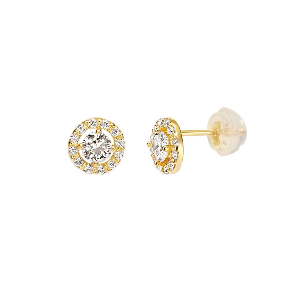 Gold Earrings | 14K Yellow Gold Stud Earring  - Royal Circle