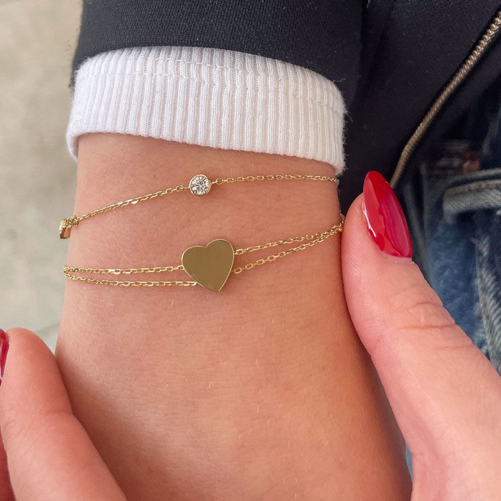 Women’s Gold Jewelry | 14K Yellow Gold Women's Bracelet - Strong heart