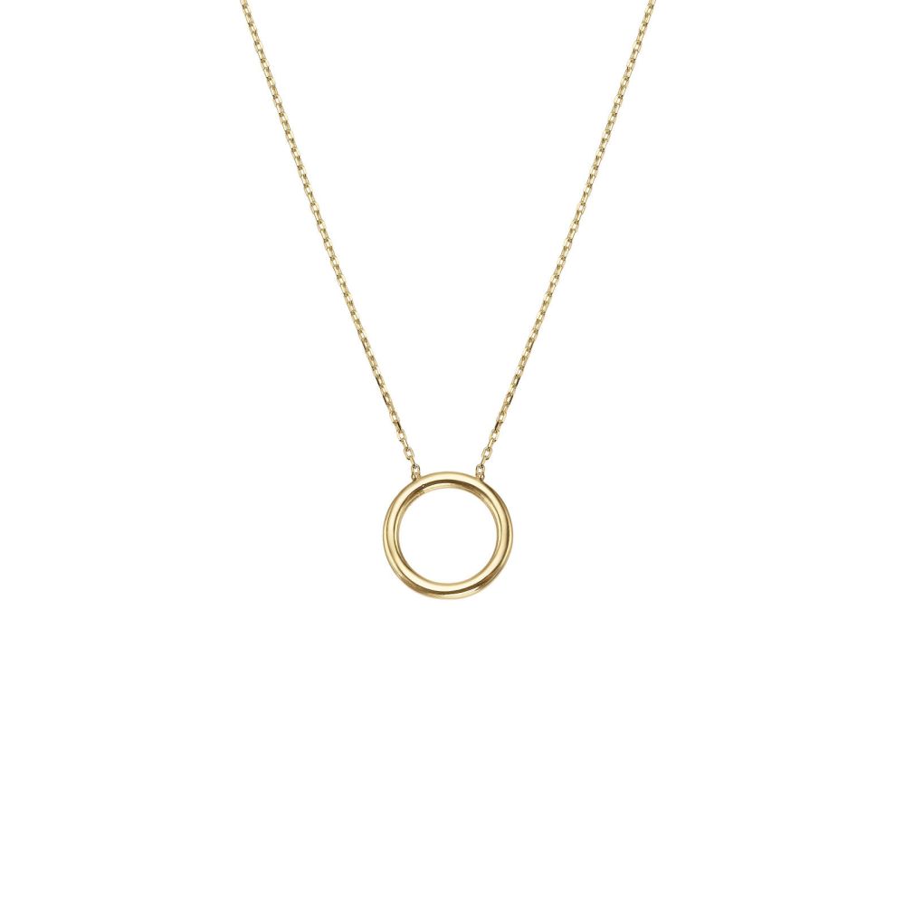 Gold Pendant | 14K Yellow gold womens pendant - shiny circle