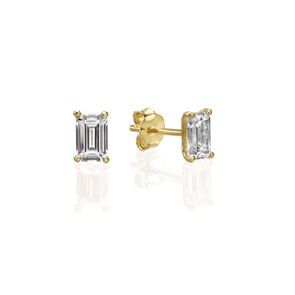 Gold Earrings | 14K Yellow Gold Women's Earrings - Edison rectangle