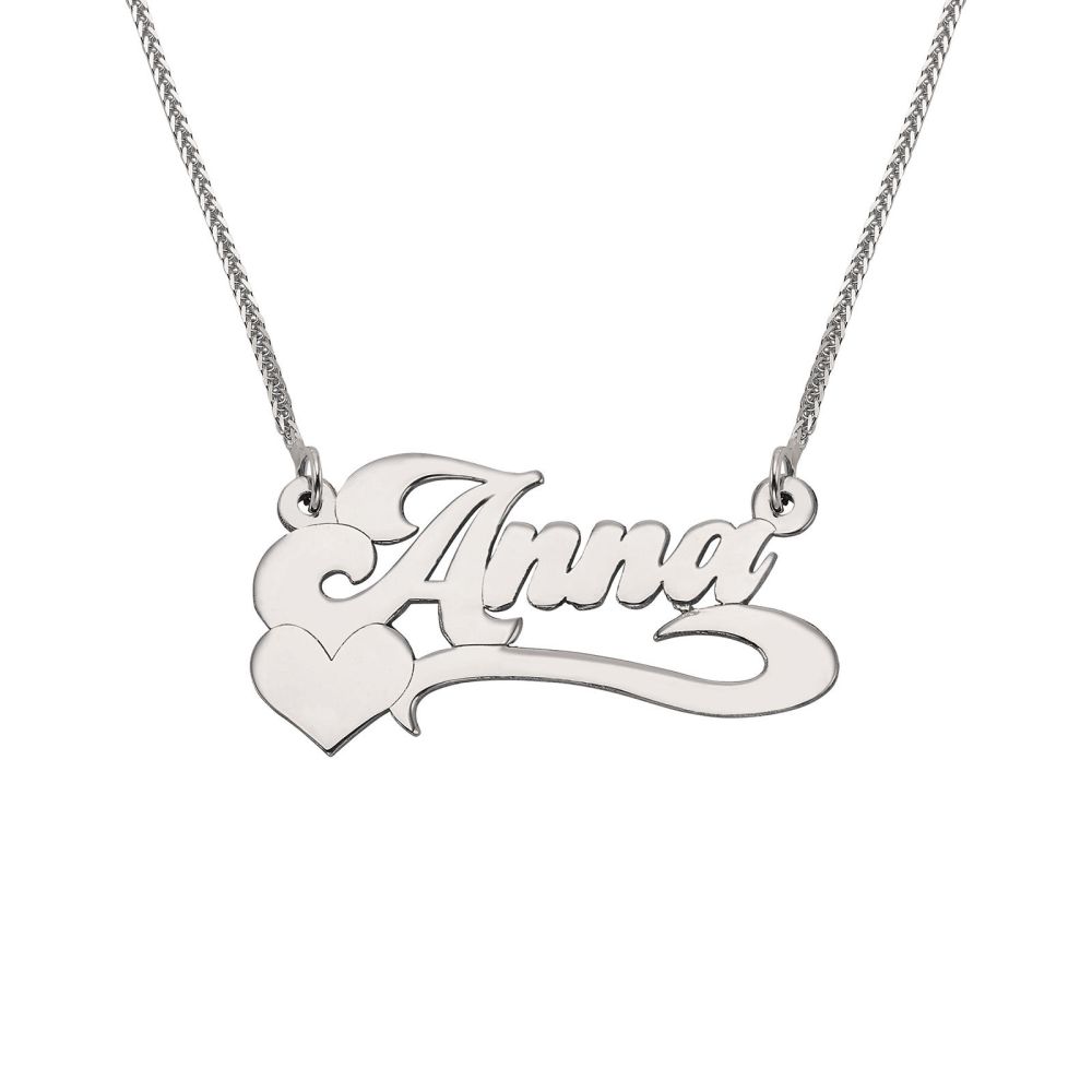 Personalized Necklaces | 925 Sterling Silver  Name Necklace English one stripe heart decoration