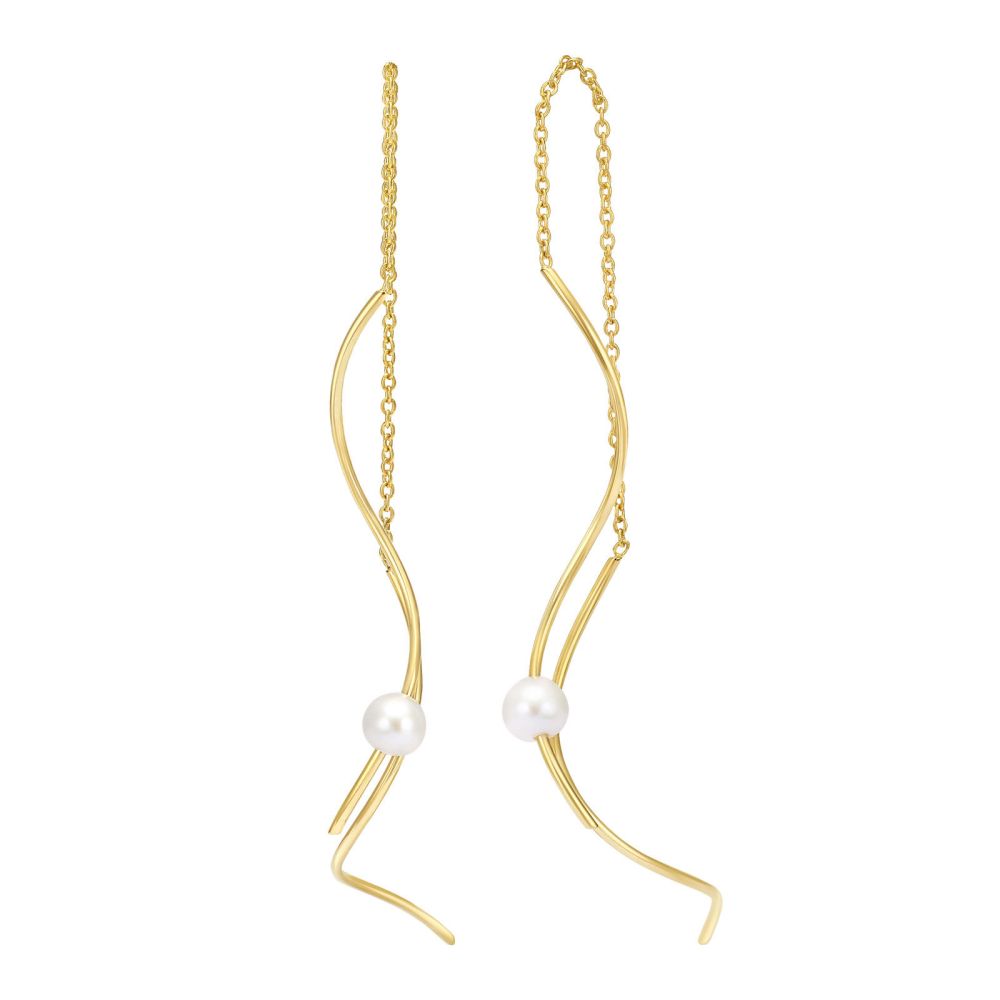 Gold Earrings | 14K Yellow Gold Women's Earrings - Luna Pearl