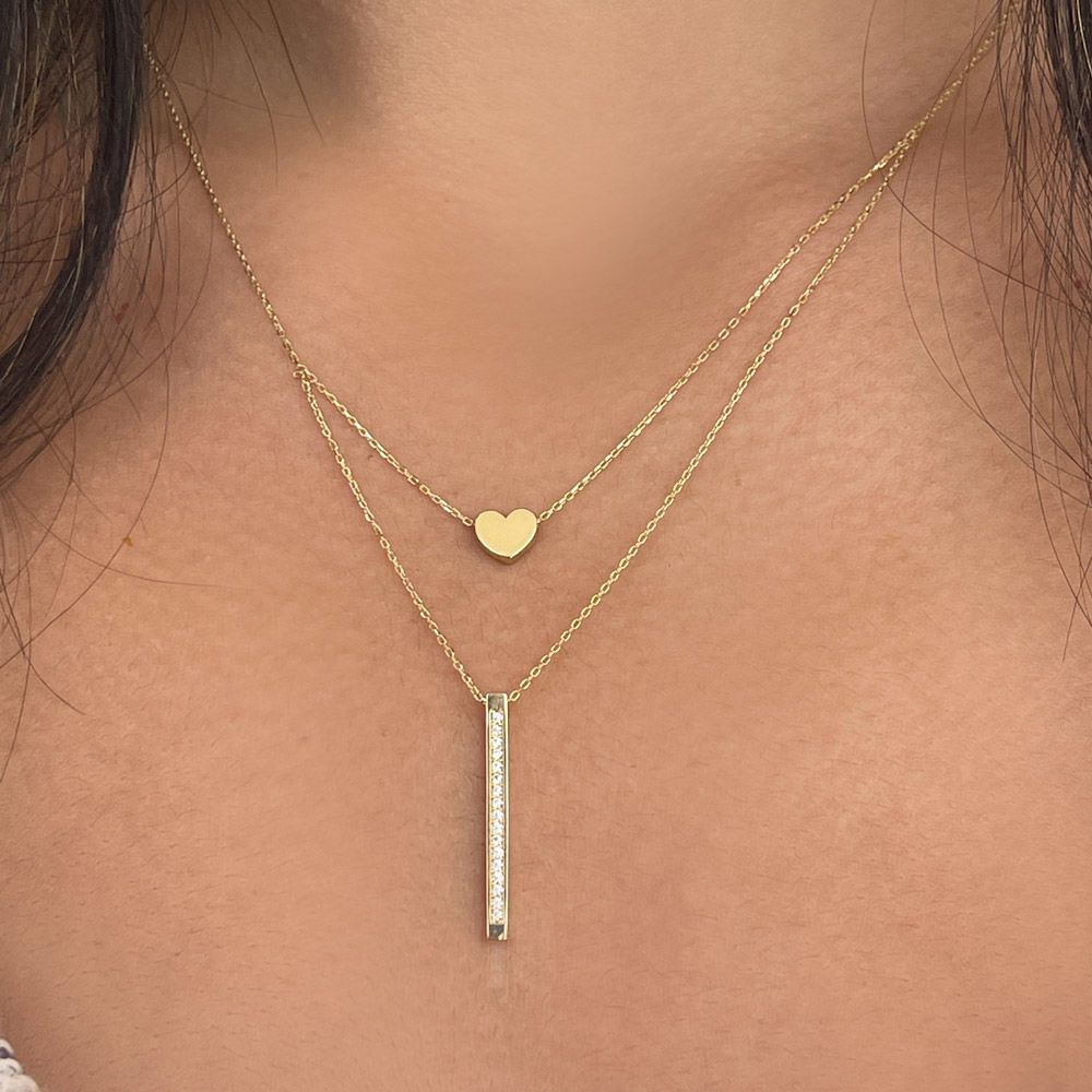 Gold Pendant | 14K Yellow gold womens pendant - bar-Lev