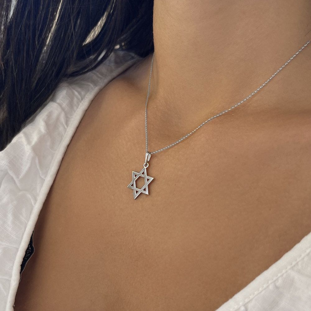 Gold Pendant | 14k White Gold  pendant - Star of David