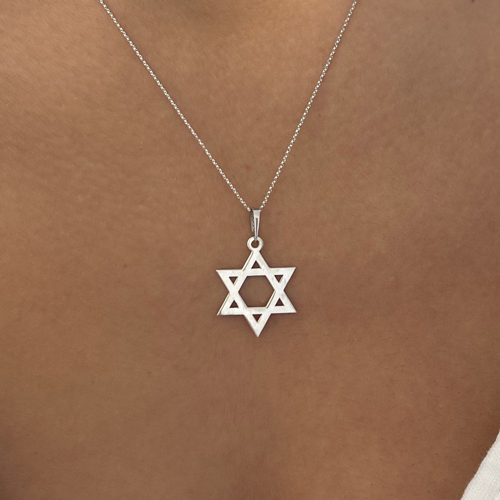 Gold Pendant | 14k White Gold  pendant - Star of David