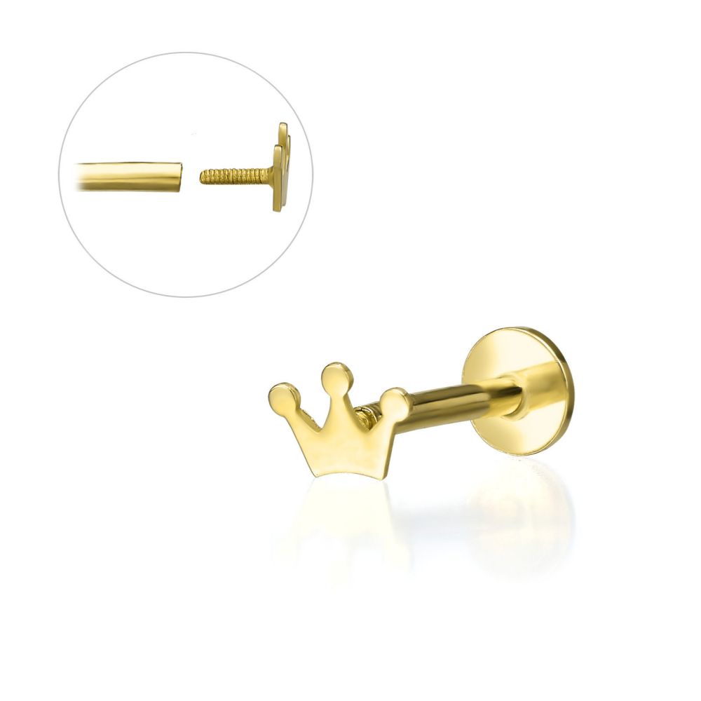 Piercing | 14K Yellow Gold Tragus Labret Piercing - Crown