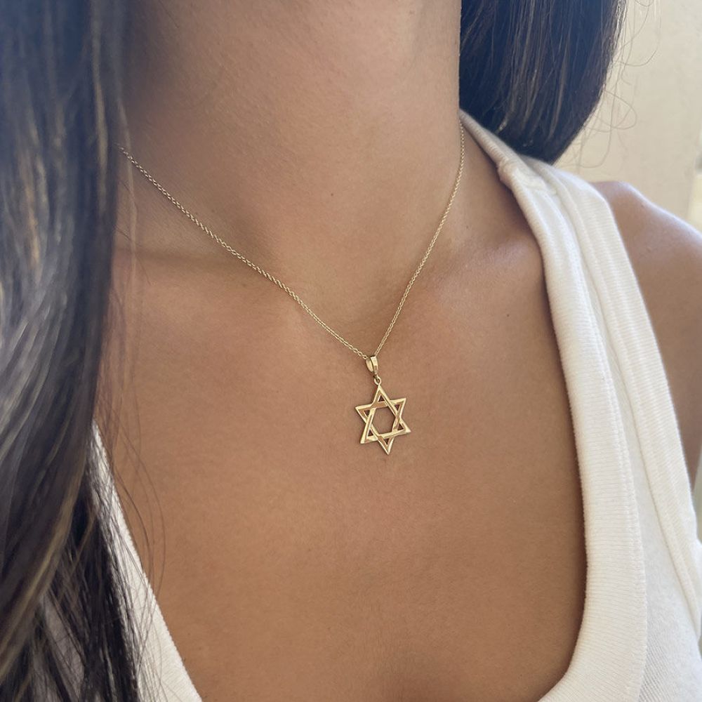 Gold Pendant | 14k Yellow Gold pendant - Smooth M Magen David