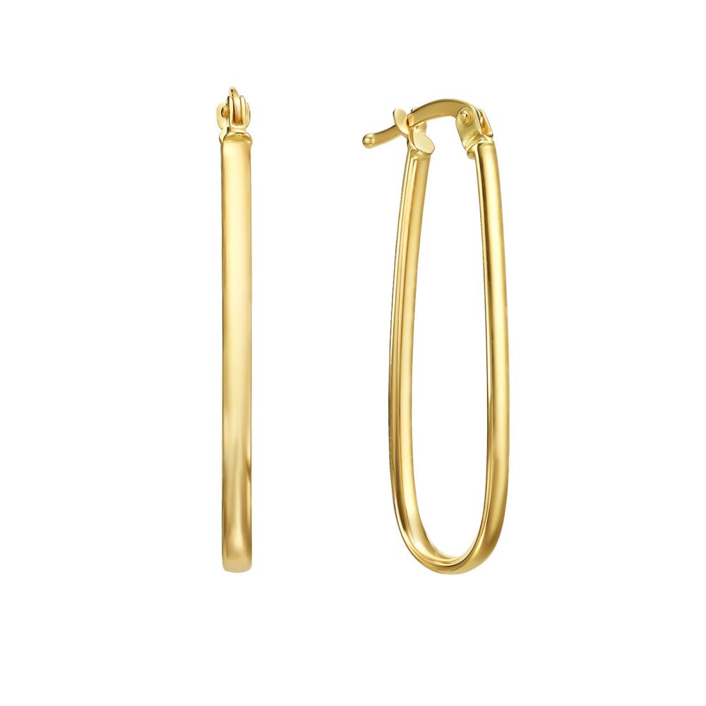 Gold Earrings | 14K Yellow Gold Women's Earrings - Oval rim