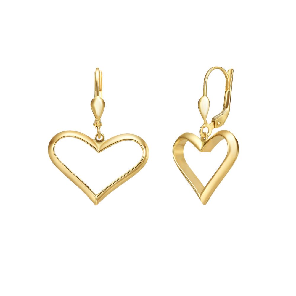 Gold Earrings | 14K Yellow Gold Women's Earrings - Lola's heart