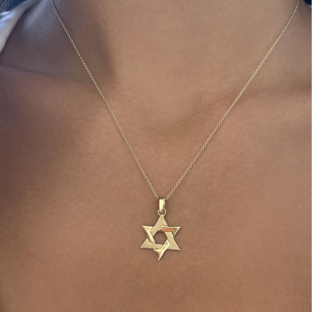 Gold Pendant | 14k Yellow Gold pendant - Wide Star of David  