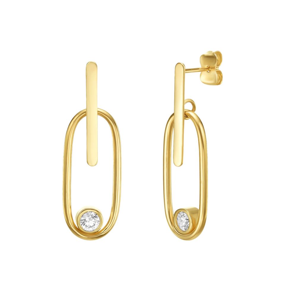 Gold Earrings | 14K Yellow Gold Women's Earrings - Dominic