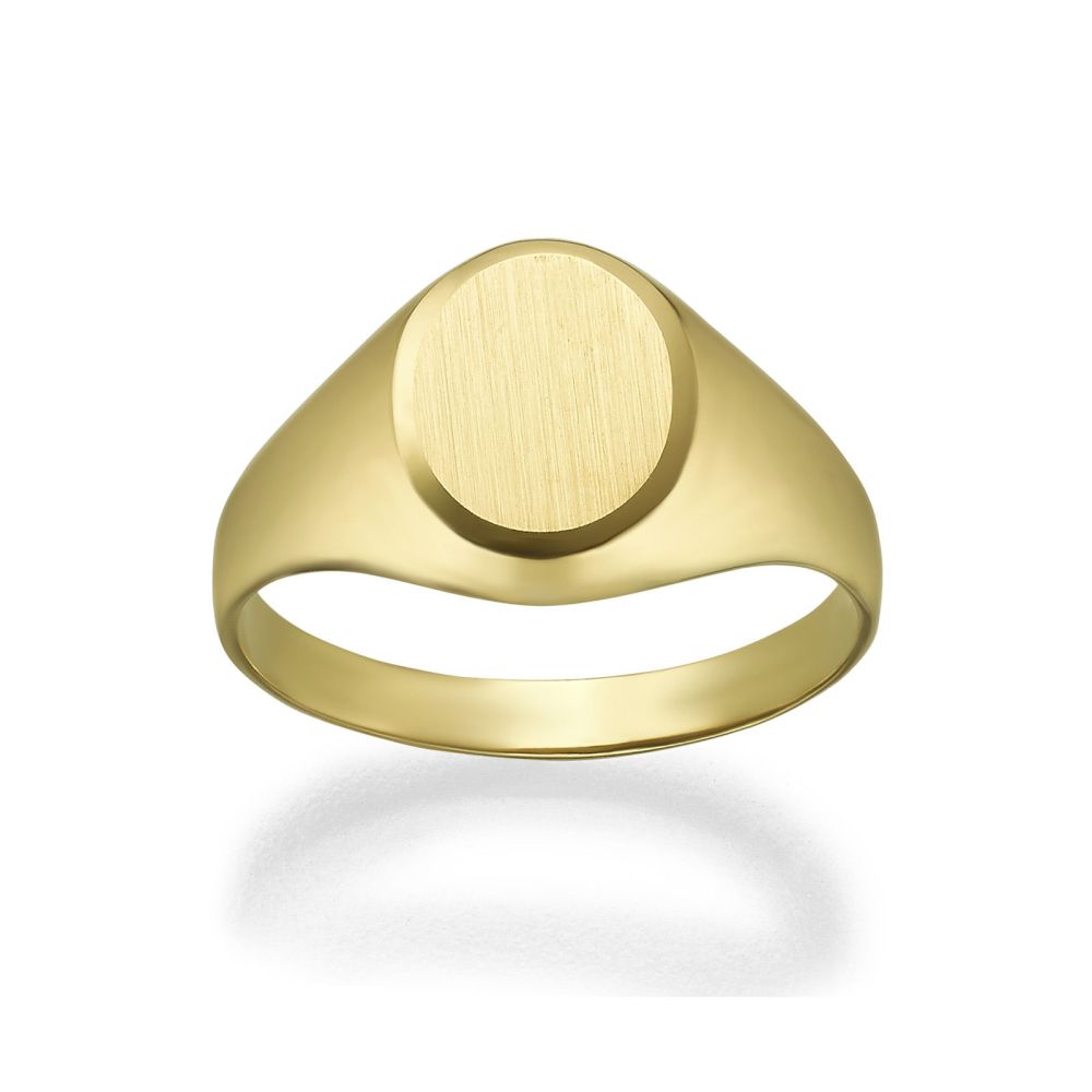 Women’s Gold Jewelry | 14K Yellow Gold Ring - Matte Circle Seal