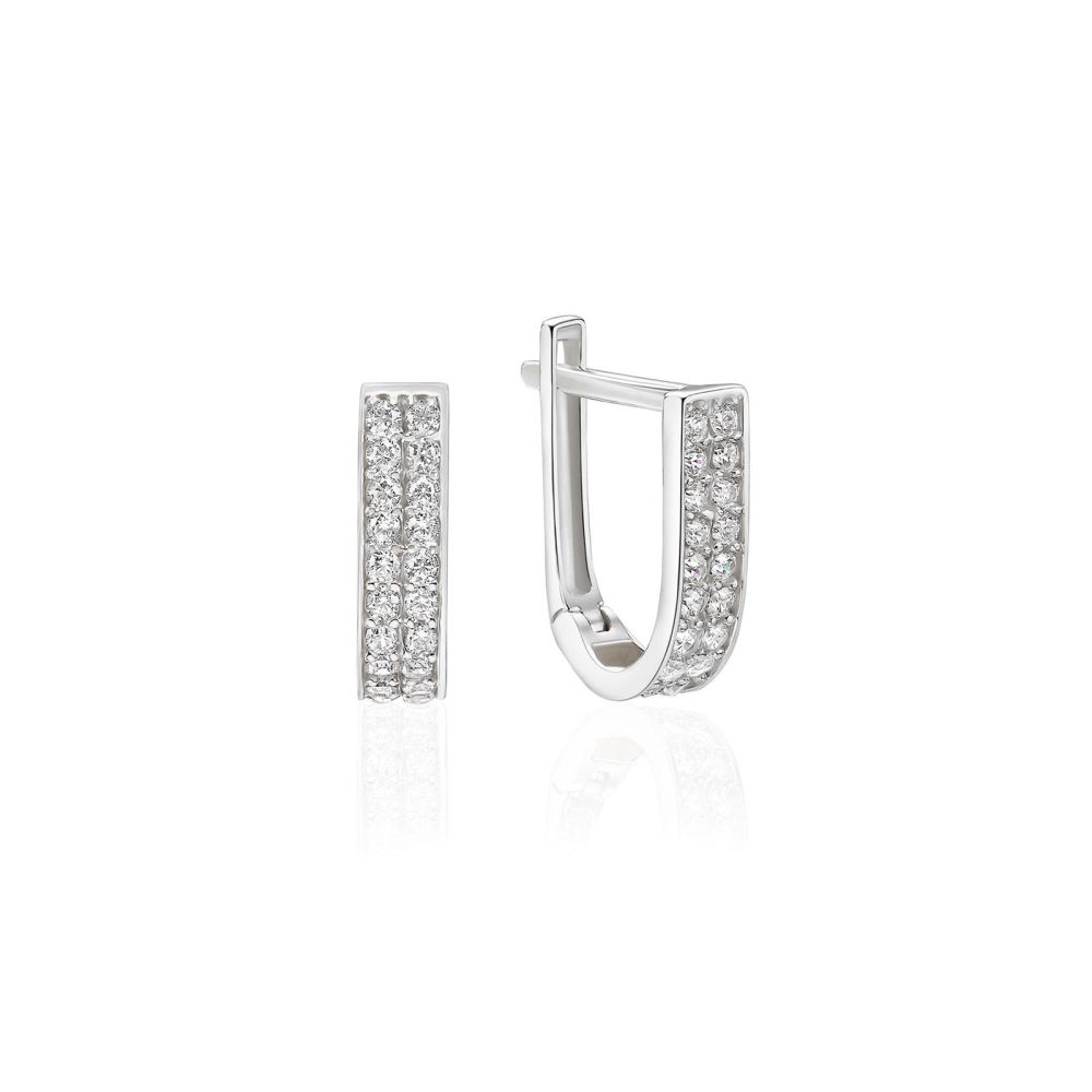 Gold Earrings | 14K White Gold Women's Huggie Earrings - lyri