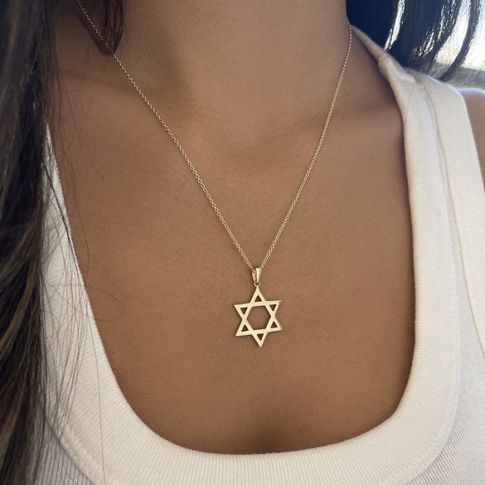 Gold Pendant | 14k Yellow Gold pendant - Smooth L Magen David