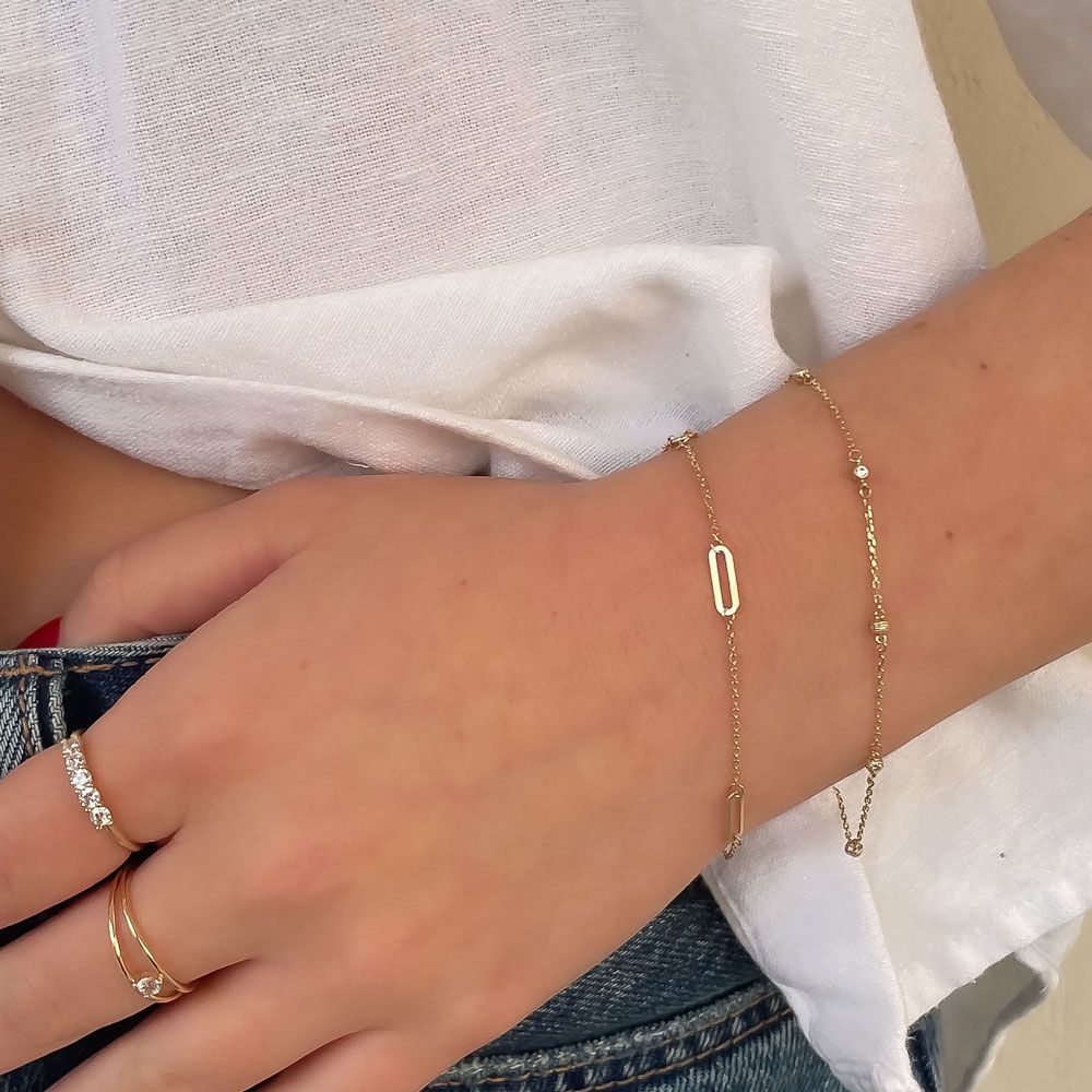 Women’s Gold Jewelry | 14K Yellow Gold Women's Bracelet - Rolo Thin Paperclips