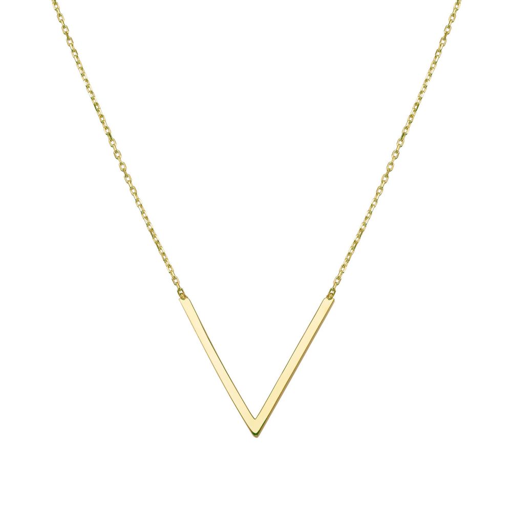 Gold Pendant | 14K Yellow gold womens pendant - Smooth V