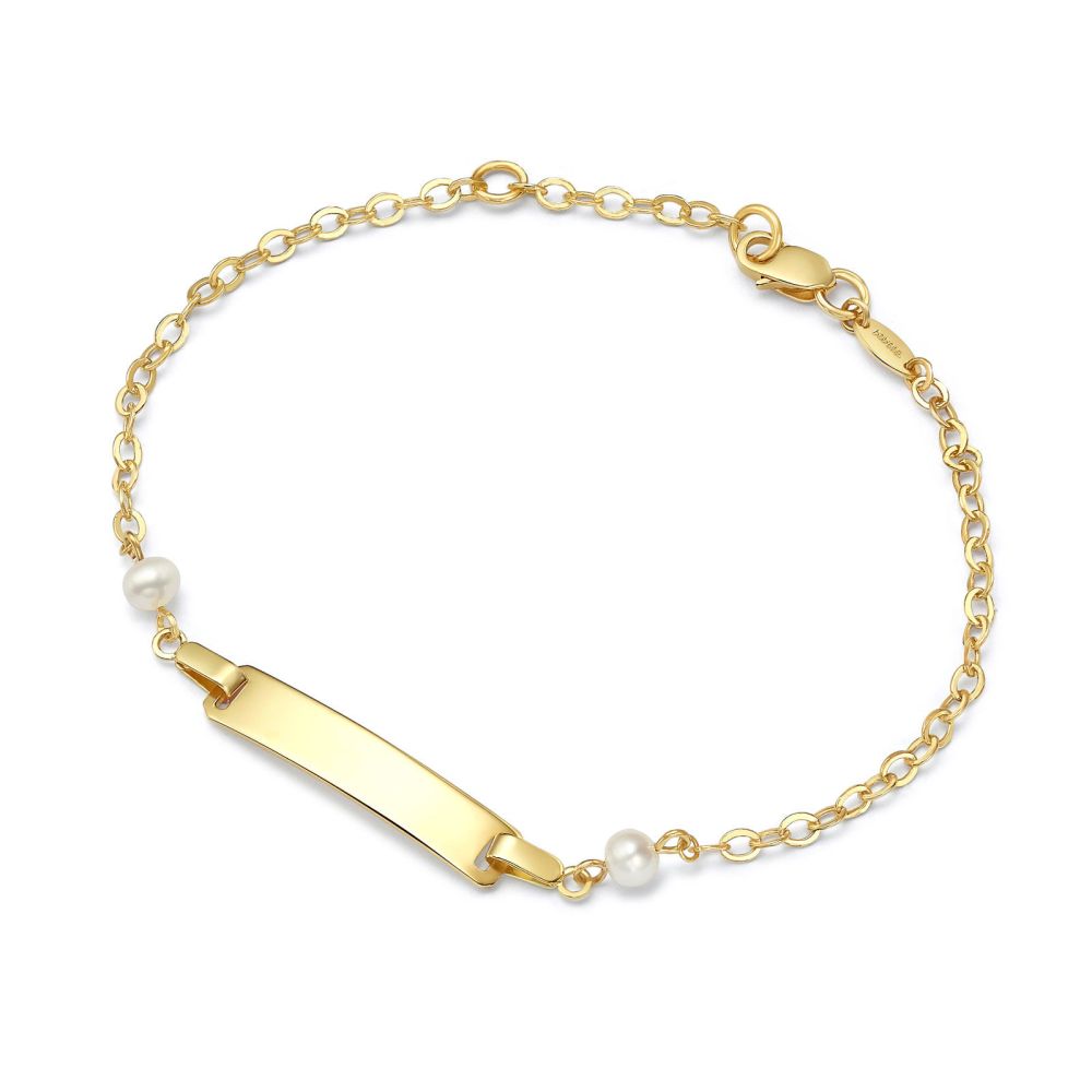 Women’s Gold Jewelry | 14K Yellow Gold Bracelet - Pearl Engraving