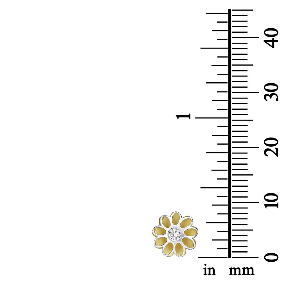 Girl's Jewelry | 14K White & Yellow Gold Teen's Stud Earrings - Sunshine Flower