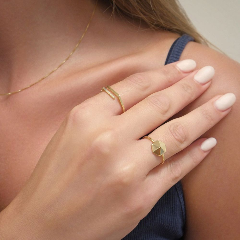 Women’s Gold Jewelry | 14K Yellow Gold Ring - Pyramid