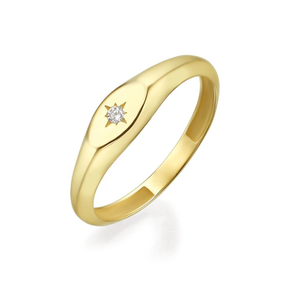 Women’s Gold Jewelry | 14K Yellow Gold Ring - Shimmering Oval Seal