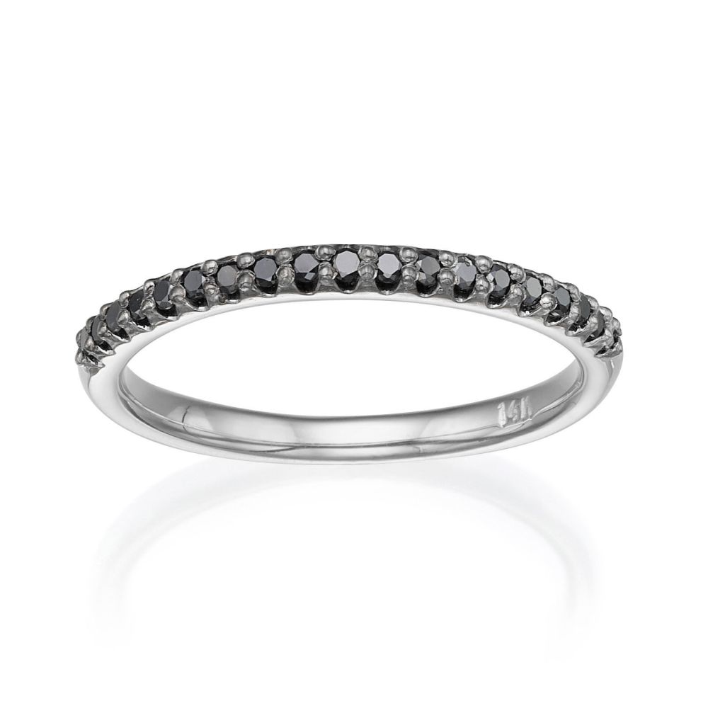 Diamond Jewelry | Black Diamond Band Ring in 14K White Gold - Ice Princess