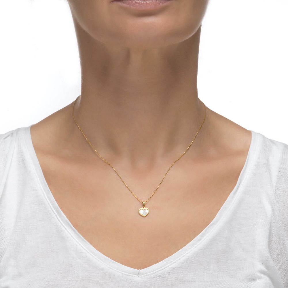 Girl's Jewelry | Pendant and Necklace in Yellow Gold -  Golden Pearl Heart