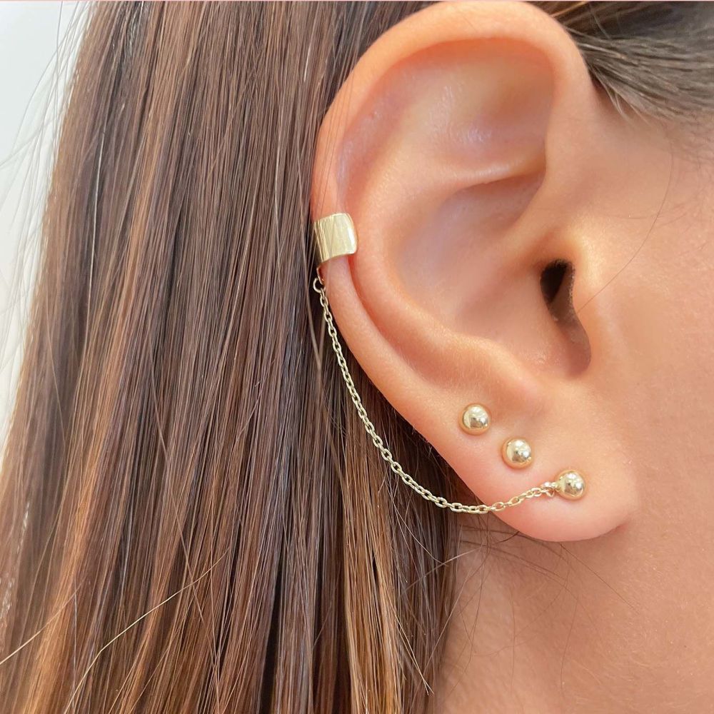 Gold Earrings | 14K Yellow Gold Earrings - Helix Stud Earring Climbs