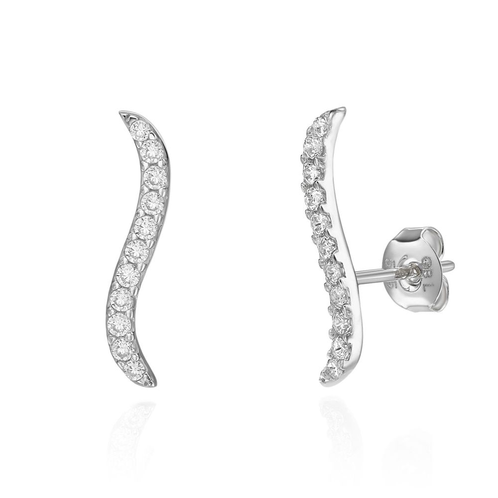 Gold Earrings | 14K White Gold Women's Earrings - Hydra